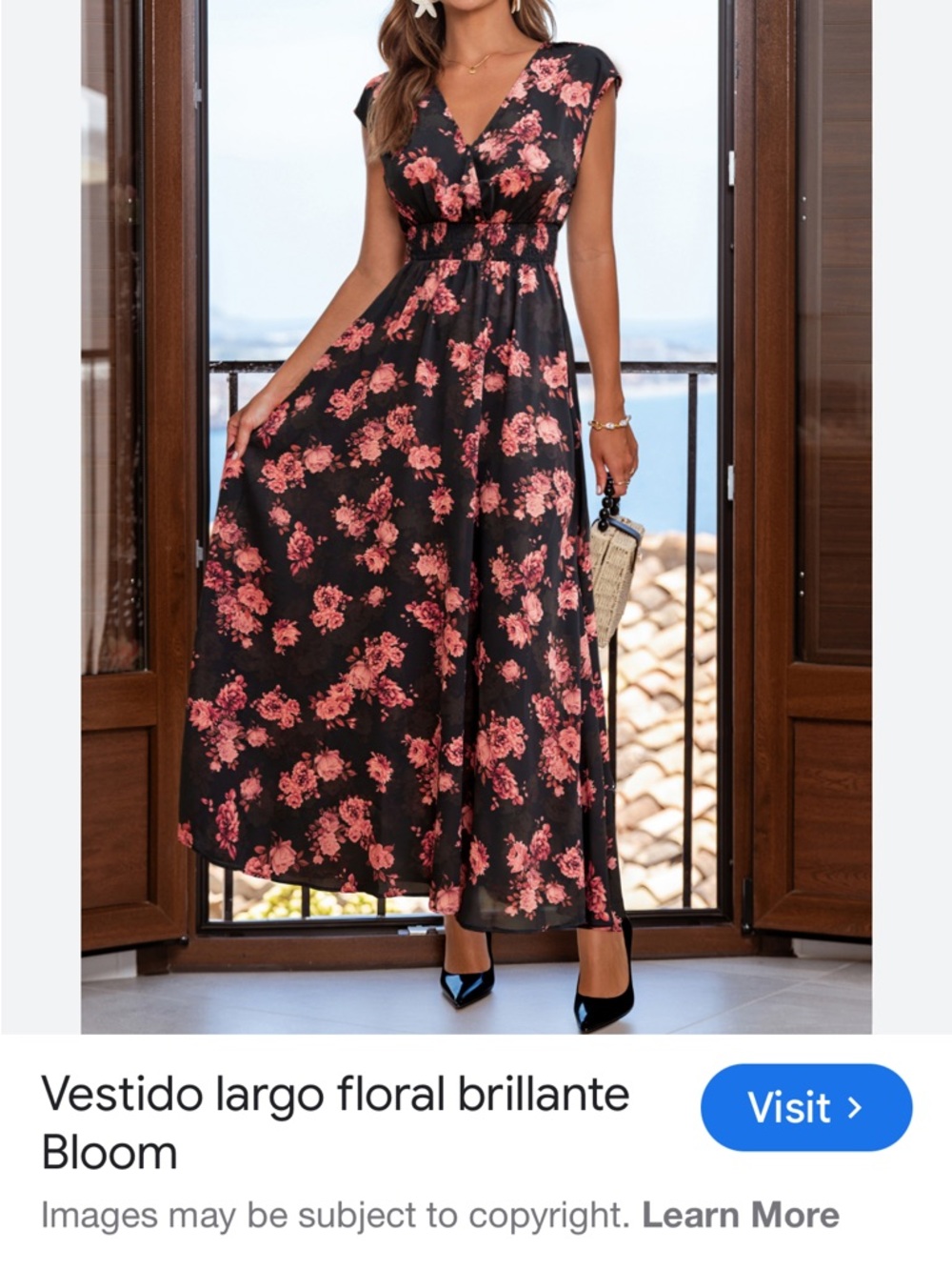 Cupshe Black Dress with Pink Floral Print